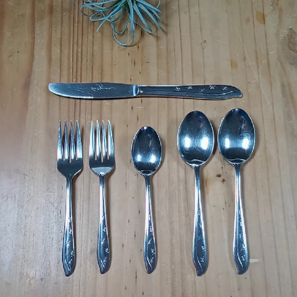 Vintage MCM Koba Atomic Star Stainless Flatware Lot Of 6 Pcs